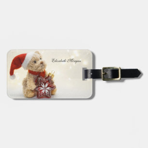 Etiqueta De Bagagem Urso de Pelúcia,Chapéu de Papai Noel,Enfeite de Na