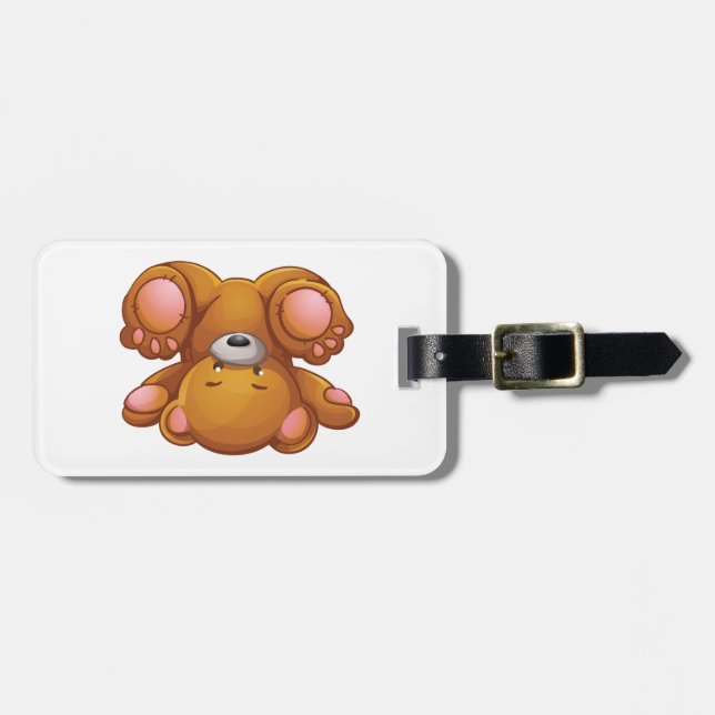 Etiqueta De Bagagem Urso de Pelúcia de Cabeça para Baixo (Frente Horizontal)