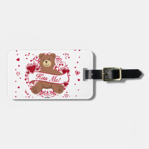 Etiqueta De Bagagem Urso de pelúcia do Dia dos Namorados Beije-me!