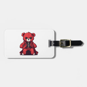 Etiqueta De Bagagem Urso de pelúcia fofo menino vermelho