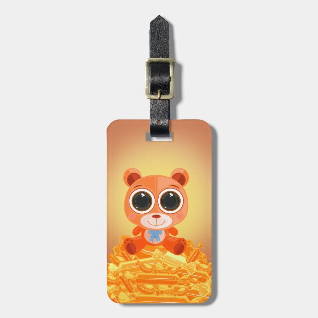 Etiqueta De Bagagem Urso de Teddy - Laranja-Candi (Frente Vertical)