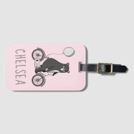 Etiqueta De Bagagem Urso escandinavo a rosa minimalista da bicicleta