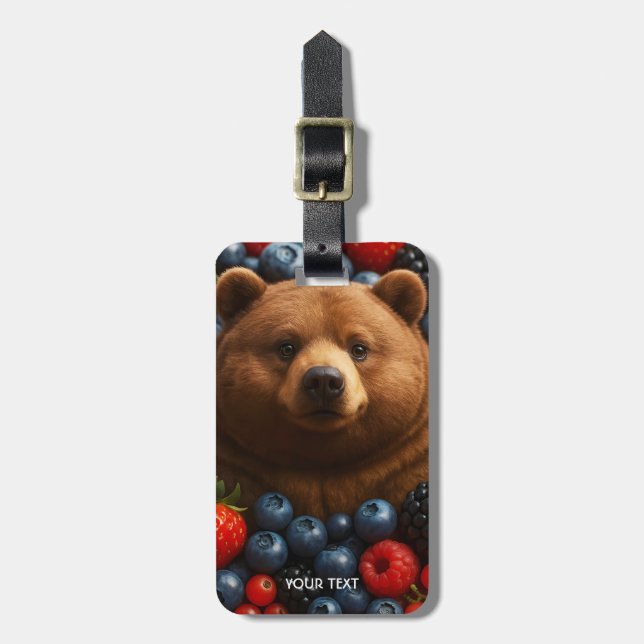 Etiqueta De Bagagem Urso Fofo de Fantasia Com Frutas (Frente Vertical)