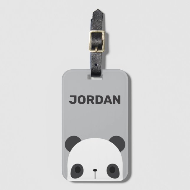 Etiqueta De Bagagem Urso Panda Bonito com Nome Personalizado (Frente Vertical)