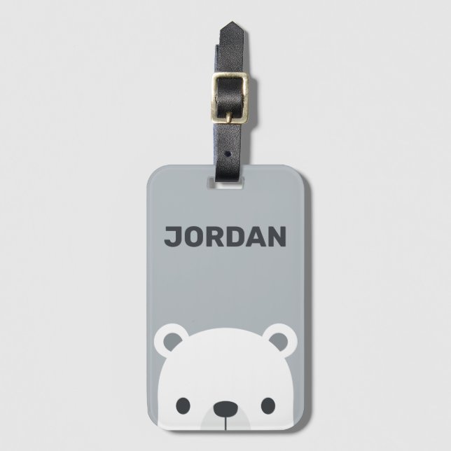 Etiqueta De Bagagem Urso Polar Bonito com Nome Personalizado (Frente Vertical)