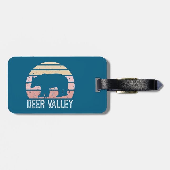 Etiqueta De Bagagem Urso Retro De Deer Valley Utah (Traseira Horizontal)