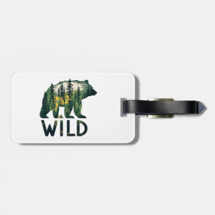 Etiqueta De Bagagem Urso Selvagem ao ar livre