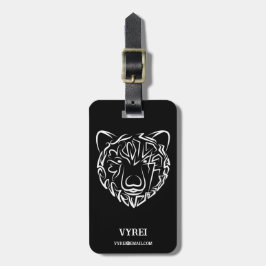 Etiqueta De Bagagem Urso Tribal Negro e Branco
