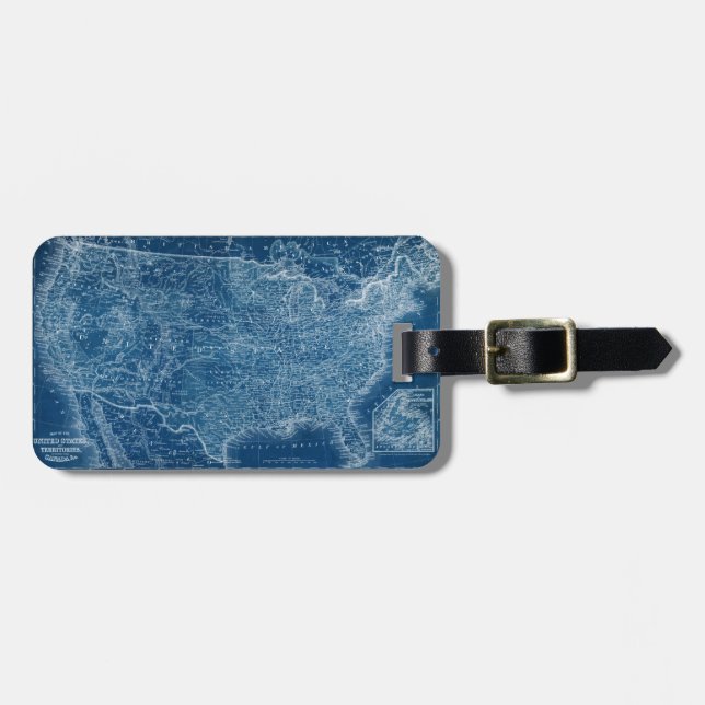 Etiqueta De Bagagem US Map Blueprint (Frente Horizontal)