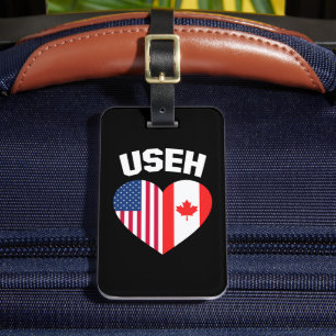 Etiqueta De Bagagem USEH America Canada Flag Funny American