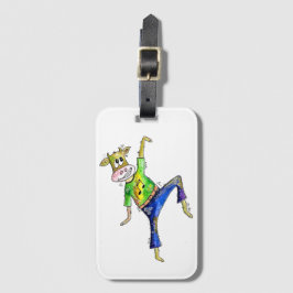 Etiqueta De Bagagem Vaca branca dançante