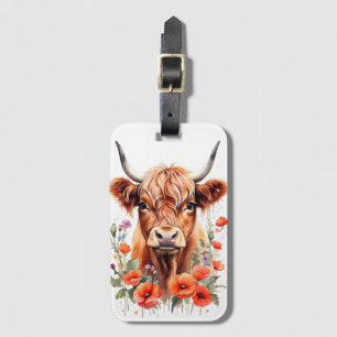 Etiqueta De Bagagem Vaca De Cúpula E Flores De Capoeira