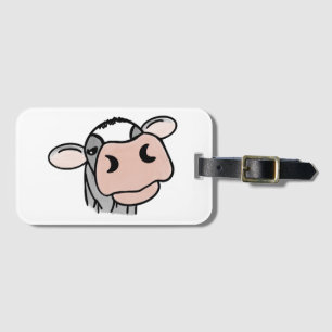 Etiqueta De Bagagem vaca de desenho animado preto branco rosa beijo ci