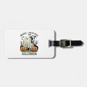Etiqueta De Bagagem Vaca de Fazenda de Halloween Vintage