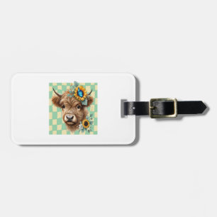 Etiqueta De Bagagem Vaca Girassol Png, Vaca Highland Fofa