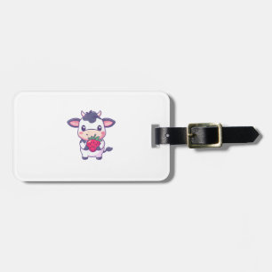 Etiqueta De Bagagem Vaca Kawaii Cuja Morangos São Adoráveis