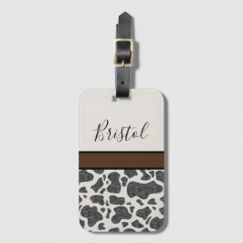 Etiqueta De Bagagem Vaca Preta Cuta Mancha Impressão Animal Personaliz