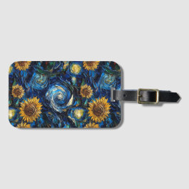 Etiqueta De Bagagem Van Gogh girassol e noite estrelada