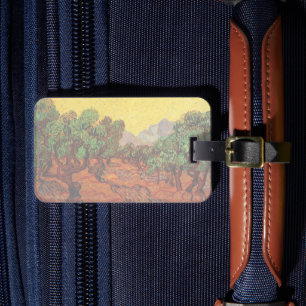 Etiqueta De Bagagem Van Gogh Olive Trees com Céu Amarelo e Sol