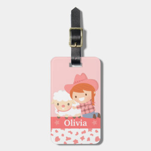 Etiqueta De Bagagem Vaqueira Fofa e Meninas Cordeiro Personalizado Ros
