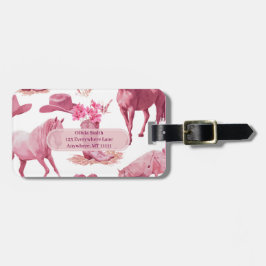 Etiqueta De Bagagem Vaqueira Rosa Western
