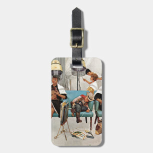 Etiqueta De Bagagem Vaqueiro adormecido no salão de beleza