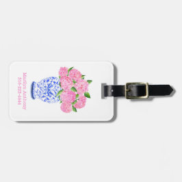 Etiqueta De Bagagem Vaso de Chinoiserie de Hortênsia Rosa Personalizad