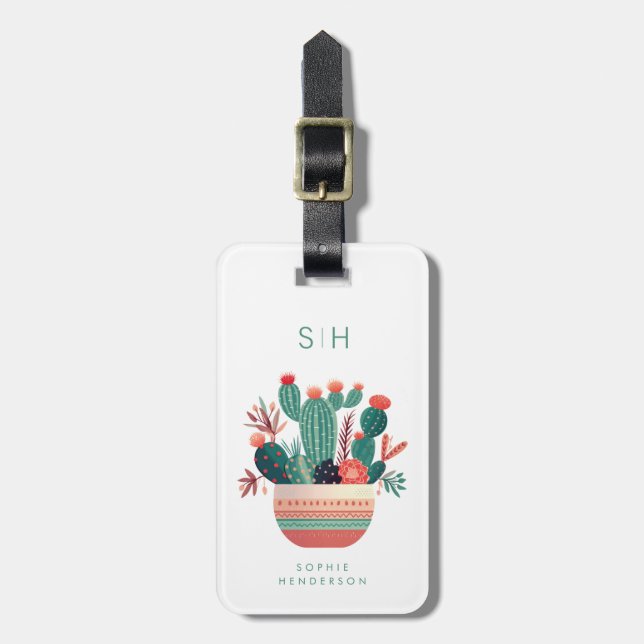Etiqueta de bagagem vaso de flores (Frente Vertical)