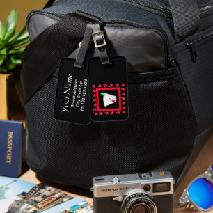 Etiqueta De Bagagem Velhas cerejas vermelhas retrorreflectoras moídas