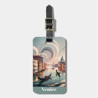 Etiqueta De Bagagem Veneza Itália Gôndola Canal Aquarela Viagem Retro