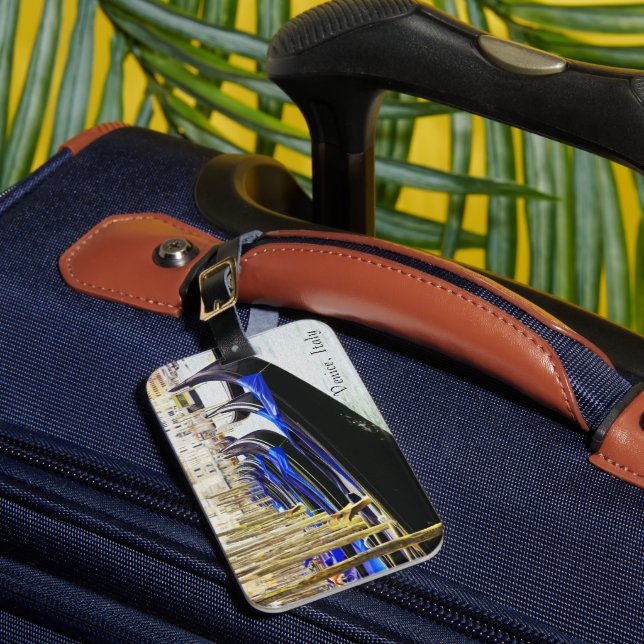 Etiqueta De Bagagem Veneza, Itália, Gondolas Em Linha (Frente Insitu 1)