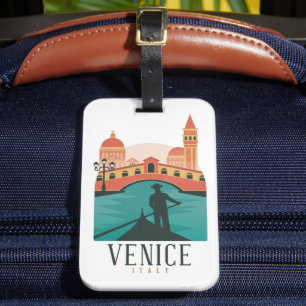 Etiqueta De Bagagem Veneza Itália Retro Viagens vintage Gondola