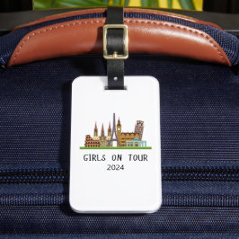 ETIQUETA DE BAGAGEM VERÃO EUROPEU PERSONALIZÁVEL MENINAS EM TOUR