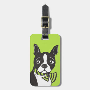 Etiqueta de Bagagem Verde de Boston Terrier