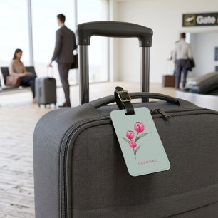 Etiqueta de Bagagem Verde de Na moda Chic Floral E