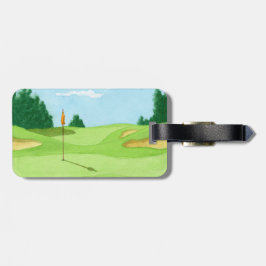 Etiqueta De Bagagem Verde do campo de golfe