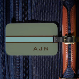 Etiqueta de Bagagem Verde Empoeirada Monogramada