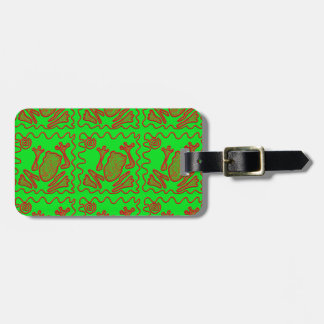 Etiqueta De Bagagem Verde limão Funky Red Toad Kids Doodle Art