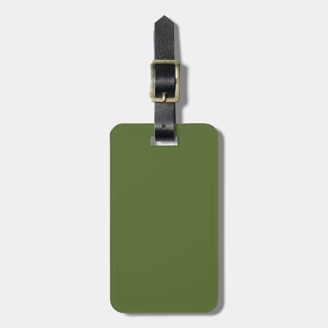 Etiqueta De Bagagem Verde Oliva Sólido (Frente Vertical)
