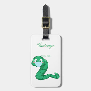 Etiqueta De Bagagem Verme Kawaii Verde Thunder_Cove