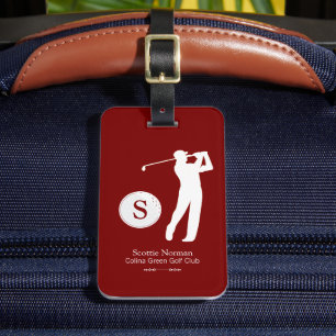 Etiqueta de Bagagem Vermelha para um Golfer Man