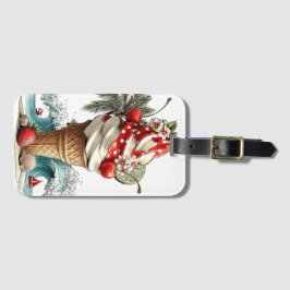 ETIQUETA DE BAGAGEM VERMELHO BRANCO AZUL VERÃO CONE DE SORVETE