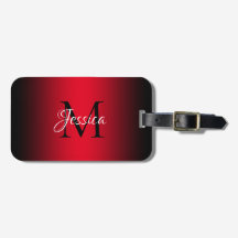 Vermelho Brilhante e Preto Ombre Monograma Elegant