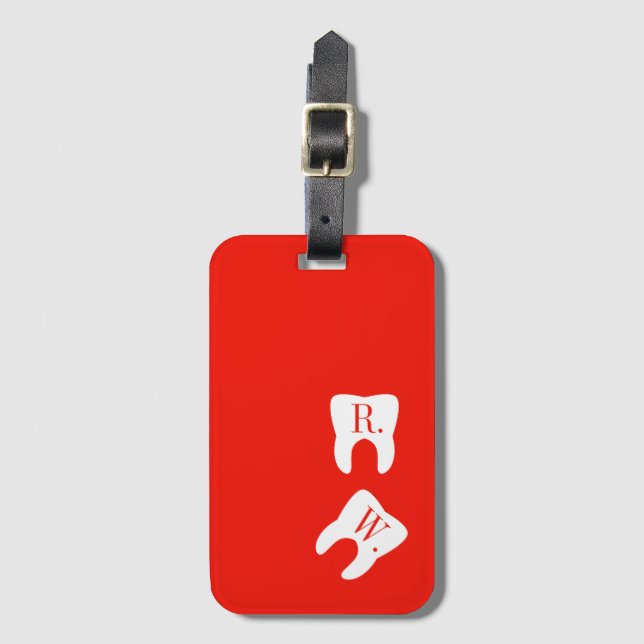 Etiqueta De Bagagem Vermelho brilhante feito sob encomenda rubricado (Frente Vertical)