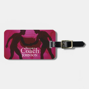 Etiqueta De Bagagem Vermelho da silhueta do treinador dos obrigados da