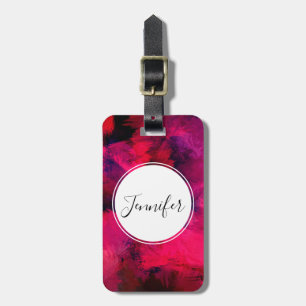 Etiqueta De Bagagem Vermelho escuro e roxo, preto e Abstrato moderno