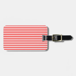 Etiqueta De Bagagem Vermelho Rosado e Branco Simples Horizontal Stript