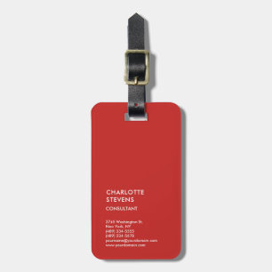 Etiqueta De Bagagem Vertical Red Trendent Minimalista Elegante Simples