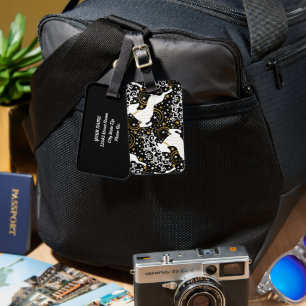 Etiqueta De Bagagem Vestido Floral Ouro