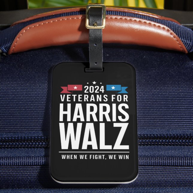 Etiqueta De Bagagem Veteranos Para Harris Walz 2024 Presidencial (Frente Insitu 2)